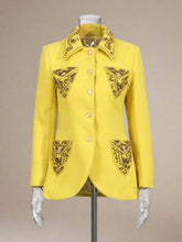 Luxury Embellished Wool-Blend Beaded Blazer Studded Pockets